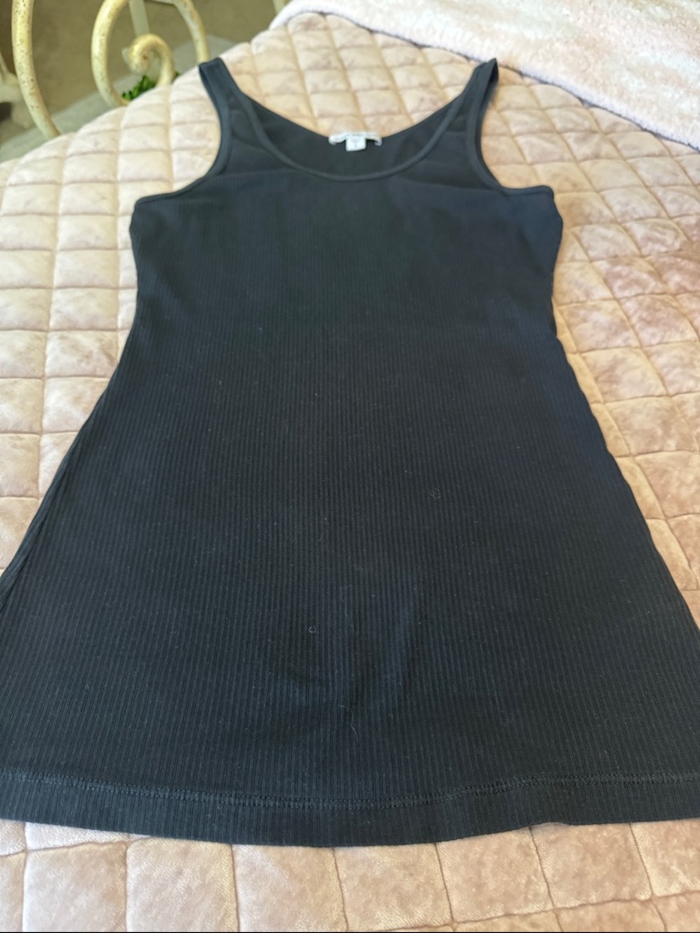 James Perse Black Ribbed Scoop Neck Tank
